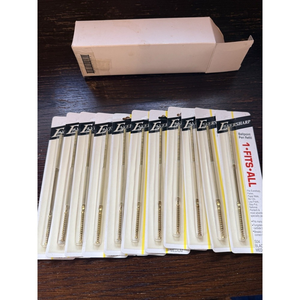 (11) VTG EVERSHARP BALLPOINT PEN REFILL 1 FITS ALL S04 Black  Medium NOS Vintage